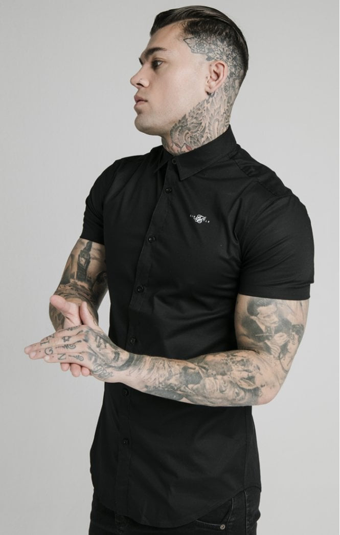 SikSilk S/S Standard Collar Shirt - Black
