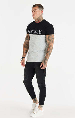 Black Cut And Sew Muscle Fit T-Shirt