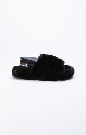 SikSilk Plush Slides - Black & Asphalt