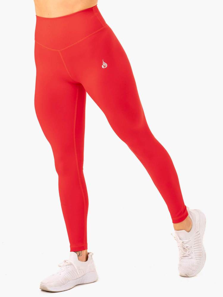 KNOCKOUT HIGH WAISTED SCRUNCH LEGGINGS RED